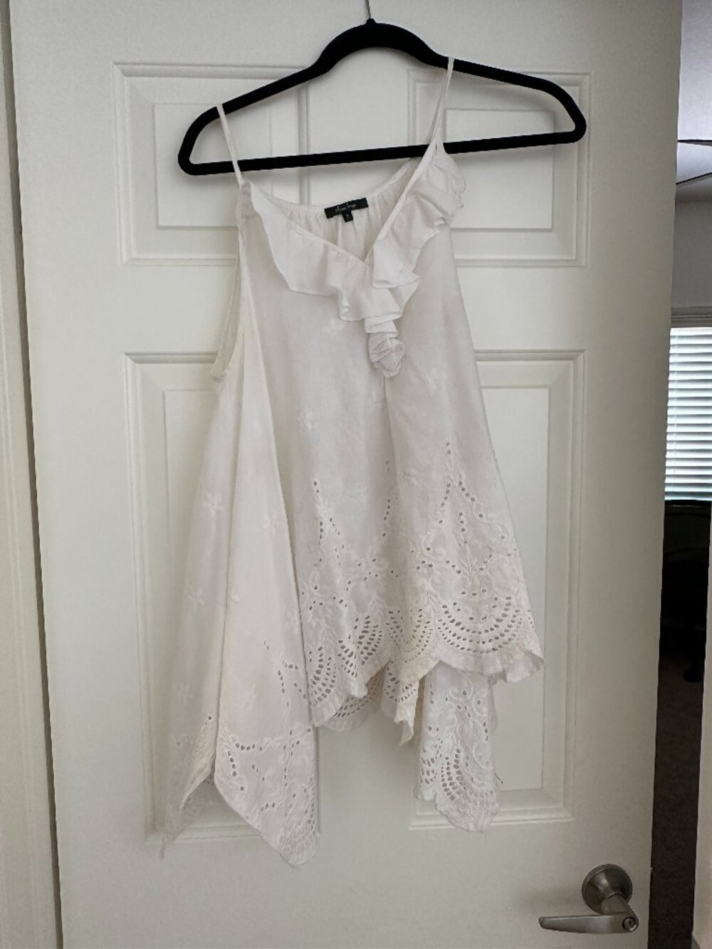Mirror Image White Boho Eyelet Lace Handkerchief Camisole Top